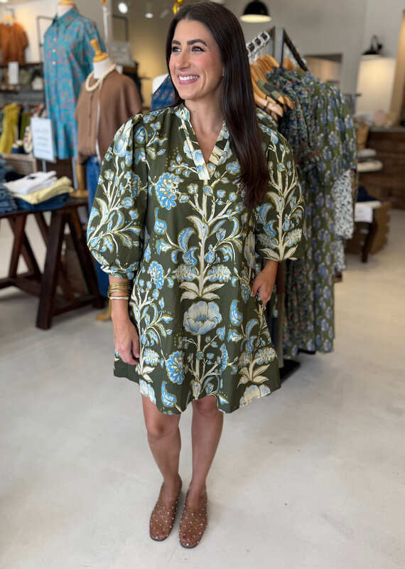 Perry Olive Floral Dress