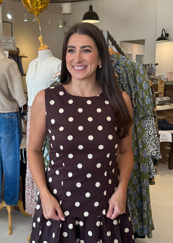 Brown Polka Dot Tailored Blouse