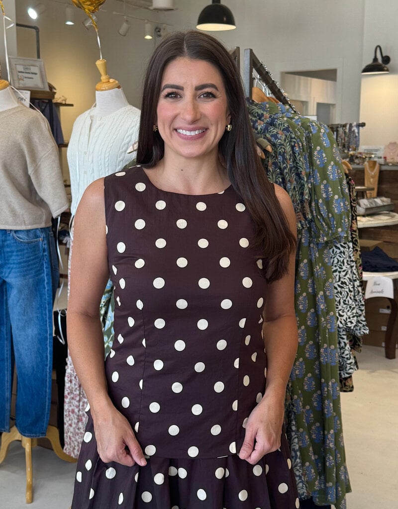 Brown Polka Dot Tailored Blouse