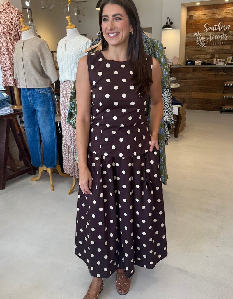Brown Polka Dot Tailored Blouse