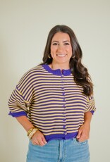 Puple/Yellow Striped Half Sleeve Cardigan