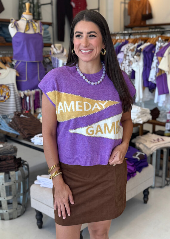 Purple Gameday Penant Sweater Vest