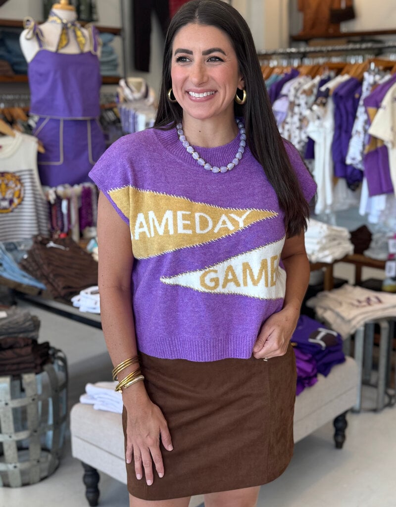 Purple Gameday Penant Sweater Vest