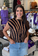 Tiger Print Mock Neck Sweater Top