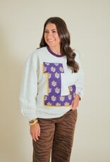 Queen of Sparkles Licensed LSU Oversized Mascot Letter Sweatshirt