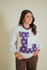 Queen of Sparkles Licensed LSU Oversized Mascot Letter Sweatshirt
