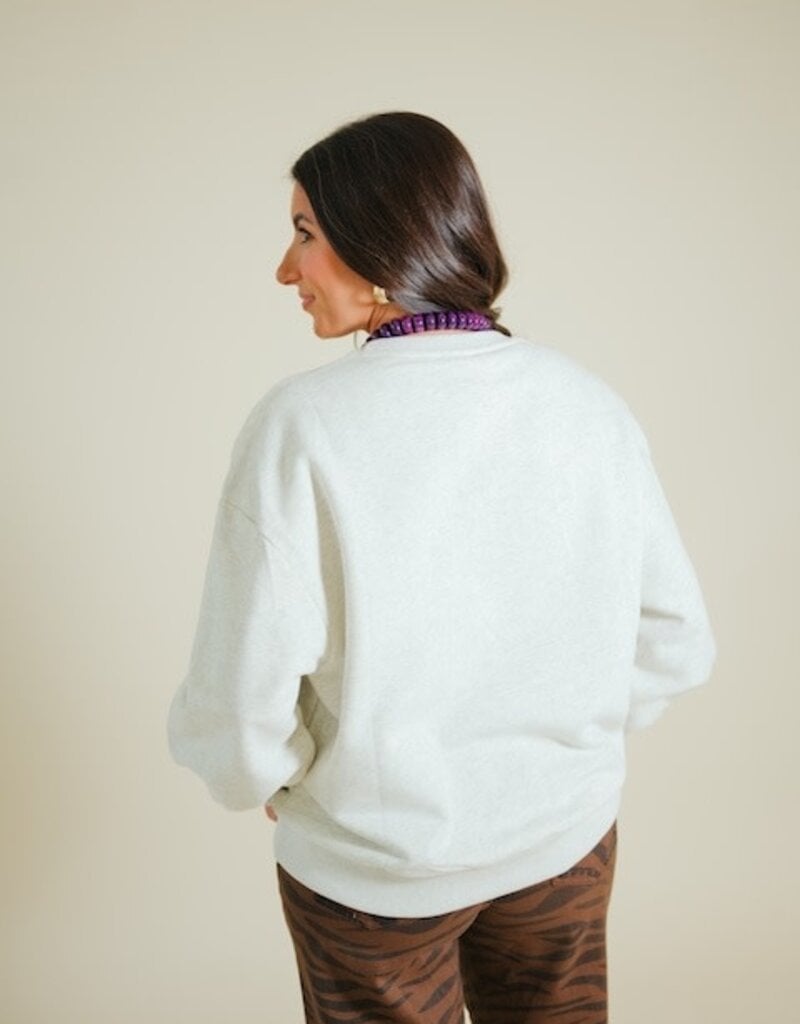 Queen of Sparkles Licensed LSU Oversized Mascot Letter Sweatshirt