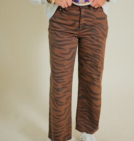 Daze Pleaser Wide Leg Ankle Desert Zebra
