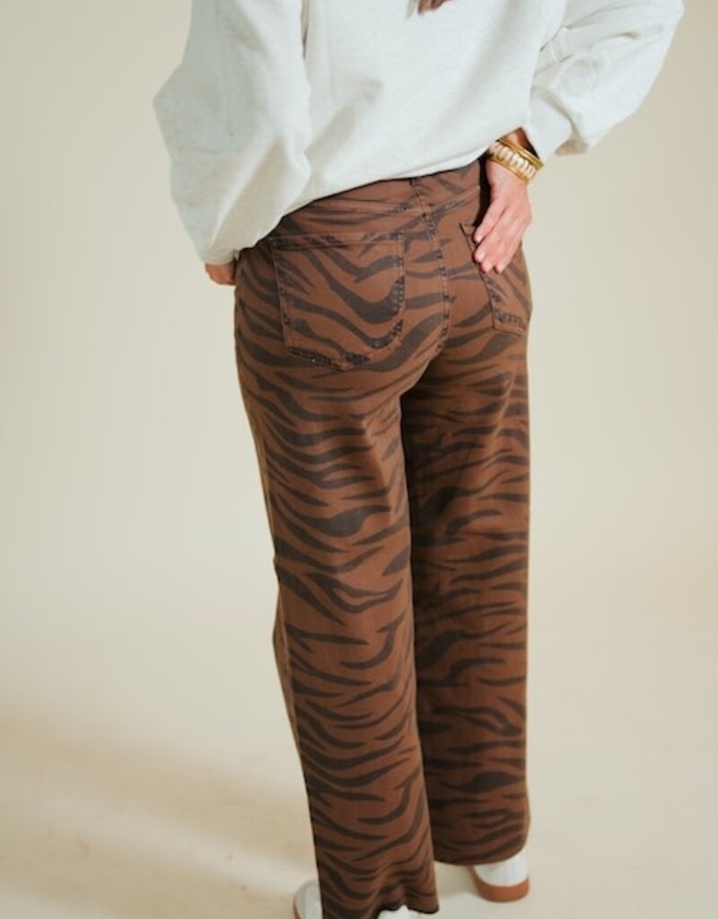 Daze Pleaser Wide Leg Ankle Desert Zebra
