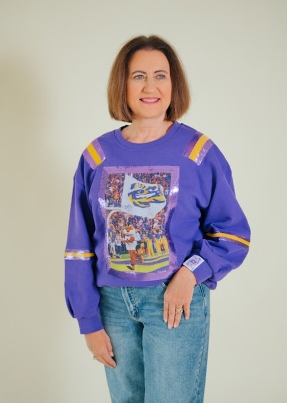 Queen of Sparkles Licensed LSU Mascot Image Sweatshirt