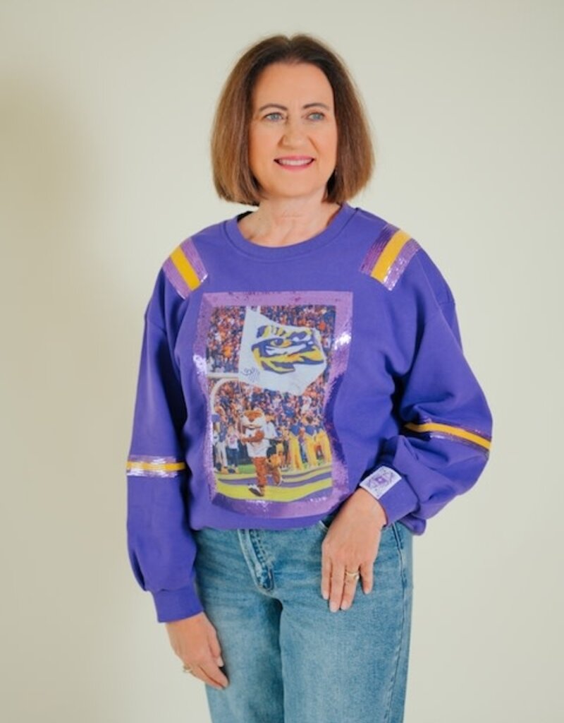 Queen of Sparkles Licensed LSU Mascot Image Sweatshirt