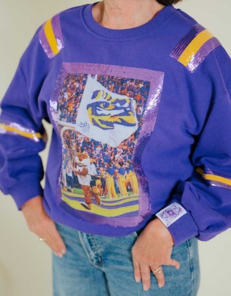 Queen of Sparkles Licensed LSU Mascot Image Sweatshirt