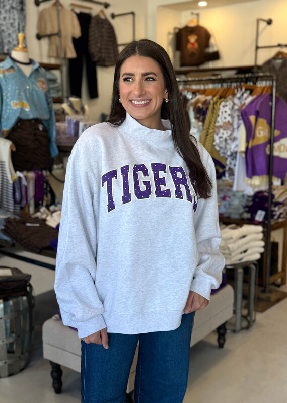 LSU Polka Dot Puff Ink Mock Neck