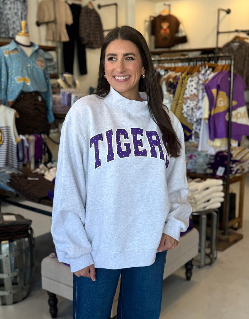 LSU Polka Dot Puff Ink Mock Neck