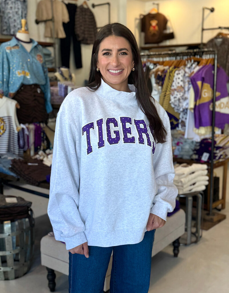 LSU Polka Dot Puff Ink Mock Neck