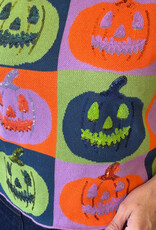 Queen of Sparkles Multi Checkered Pumpkin Knit Top