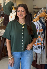 Penny Button Front Sweater Cardigan Green
