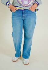 Just Black Mid Rise Stretch Bowed Boyfriend Medium Denim