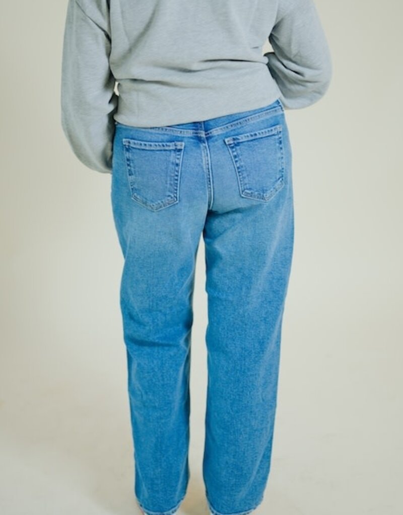Just Black Mid Rise Stretch Bowed Boyfriend Medium Denim