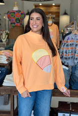 Queen of Sparkles Lt. Orange Gingham Candy Corn Mockneck