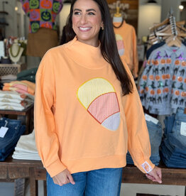 Queen of Sparkles Lt. Orange Gingham Candy Corn Mockneck
