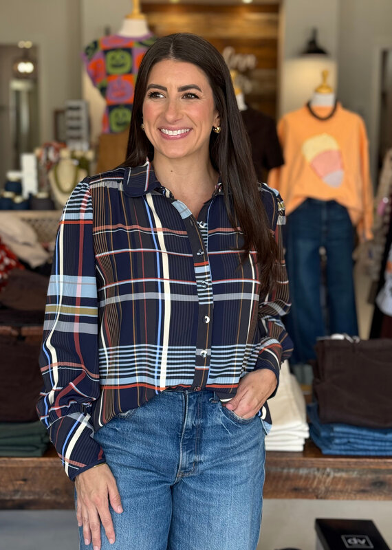 Harriet Plaid Button Down Blouse