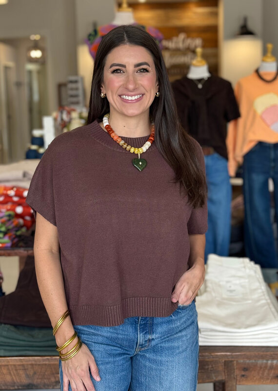 Espresso Dropped Shoulder Sweater Top