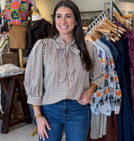 Maven Brown Gingham Blouse