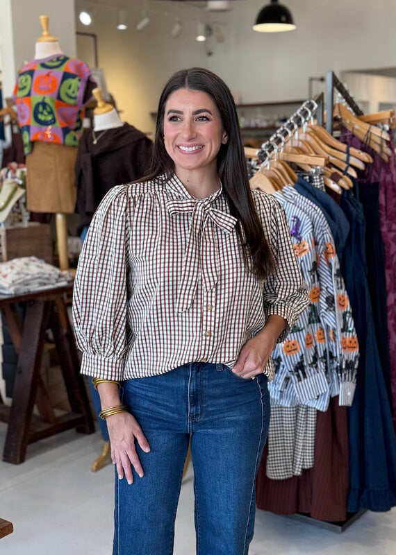 Maven Brown Gingham Blouse