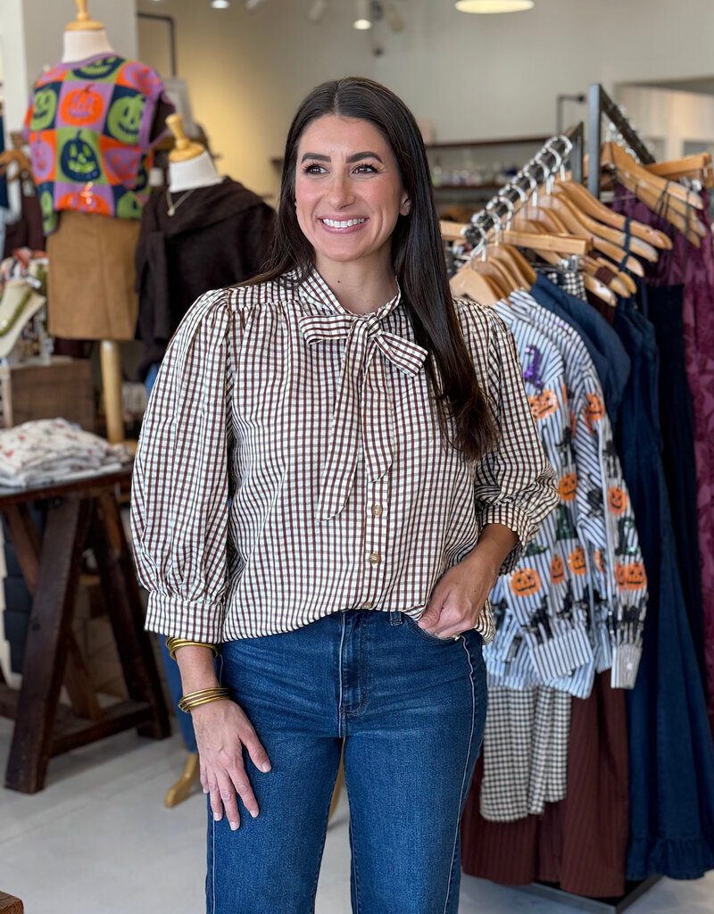 Maven Brown Gingham Blouse