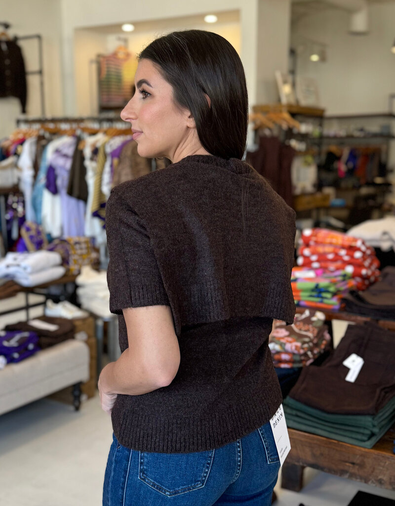 Remi Scarf Overlay Sweater Top Espresso