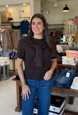 Remi Scarf Overlay Sweater Top Espresso