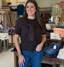 Remi Scarf Overlay Sweater Top Espresso