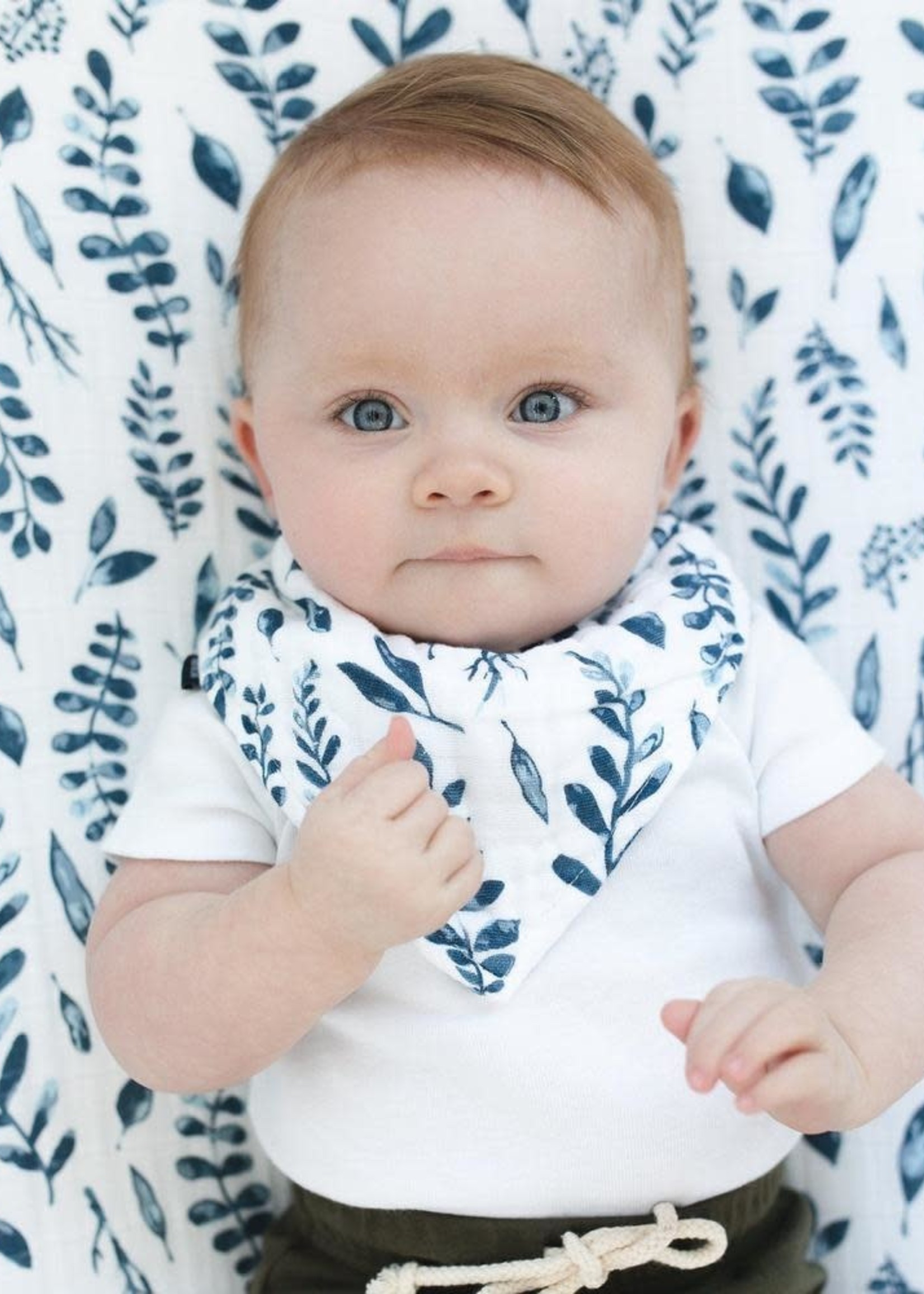 Blue Leaves Cotton Muslin Bandana Bib The Local Squirrel