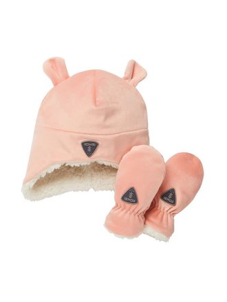 KOMBI Ensemble tuque et mitaines en molleton Sherpa - Bébés Rose KOMBI Ensemble tuque et mitaines en molleton Sherpa - Bébés Rose