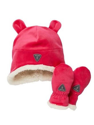 KOMBI Ensemble tuque et mitaines en molleton Sherpa - Bébés Rose KOMBI Ensemble tuque et mitaines en molleton Sherpa - Bébés Rose