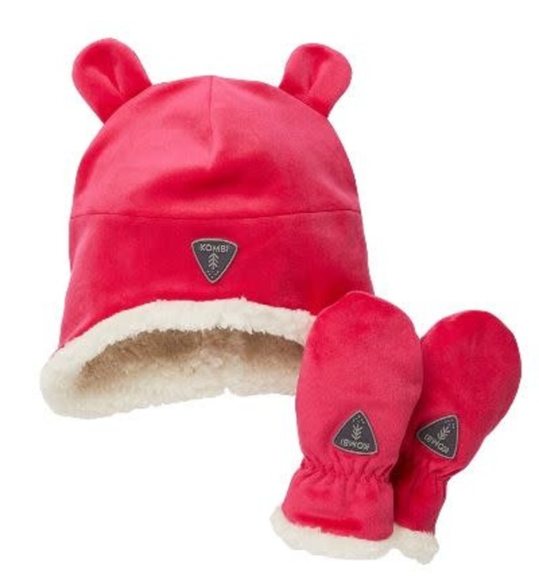 KOMBI Sherpa Toque and Mittens Fleece Set - Infants Wild Pink