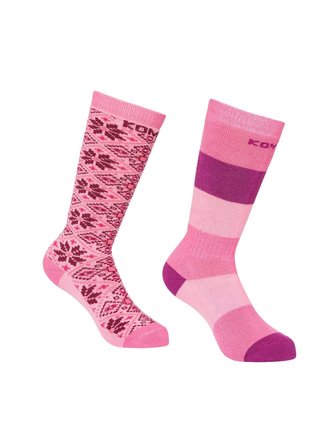 KOMBI Rumble Heavy Socks Twin Pack - Children Flamingo