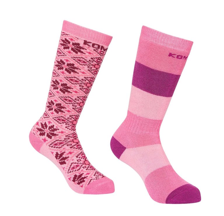 KOMBI Rumble Heavy Socks Twin Pack - Children Flamingo