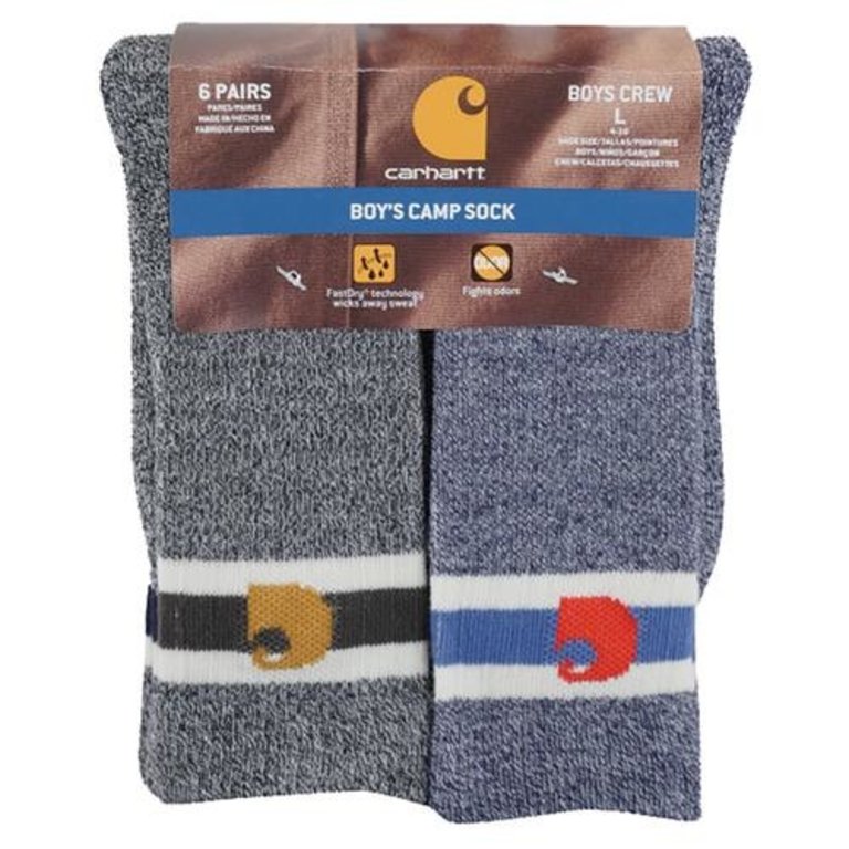 CARHARTT CARHARTT BOYS CAMP CREW SOCK 6PK ASST.