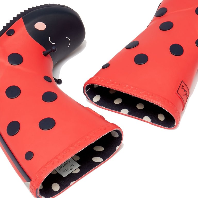 JOULES JOULES JNR ROLL UP WELLY RED LADYBUG