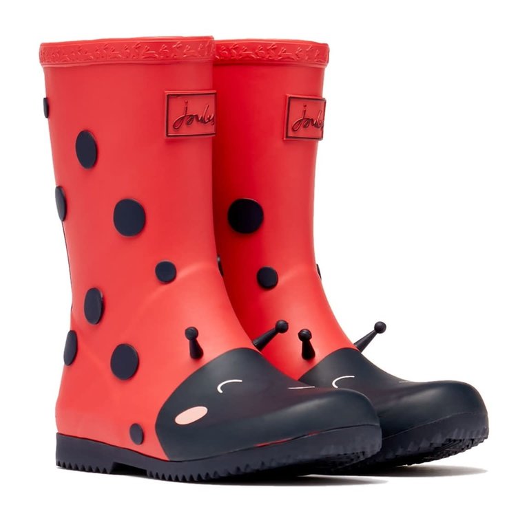 JOULES JOULES JNR ROLL UP WELLY RED LADYBUG