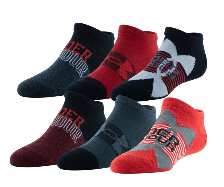 UNDER ARMOUR UNDER ARMOUR ESSENTIAL LITE RED-PITCH GRAY 6PK