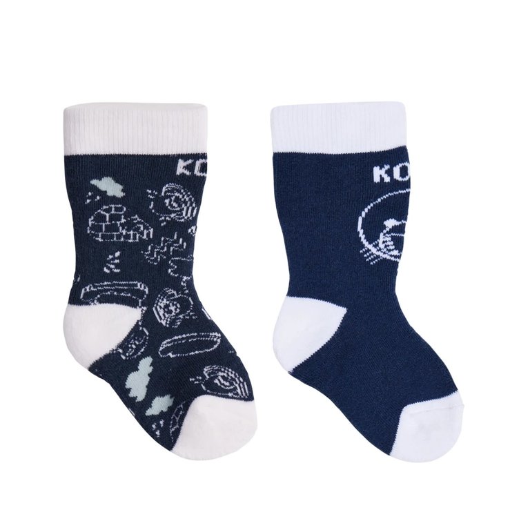 KOMBI Bas Adorable Paquet de deux - Bébés Marine / Glace