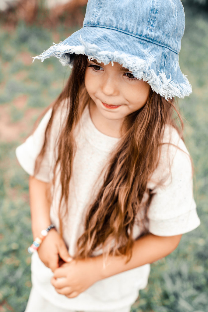 HEADSTER KIDS Chapeau Cloche Raw edge Brume Bleu
