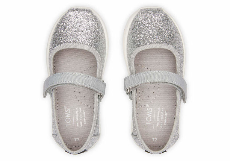 TOMS Tiny Mary Jane Glimmer Silver Iridescent  10011521