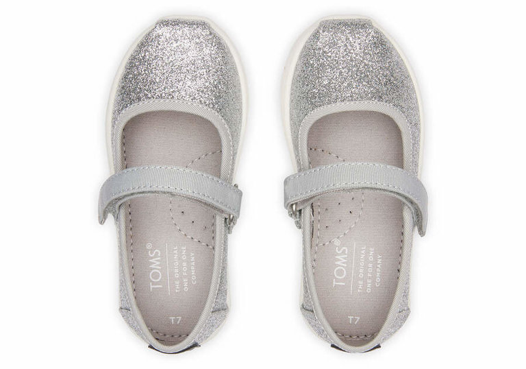 TOMS Tiny Mary Jane Glimmer Silver Iridescent