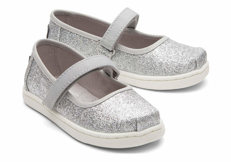 TOMS Tiny Mary Jane Glimmer Silver Iridescent  10011521