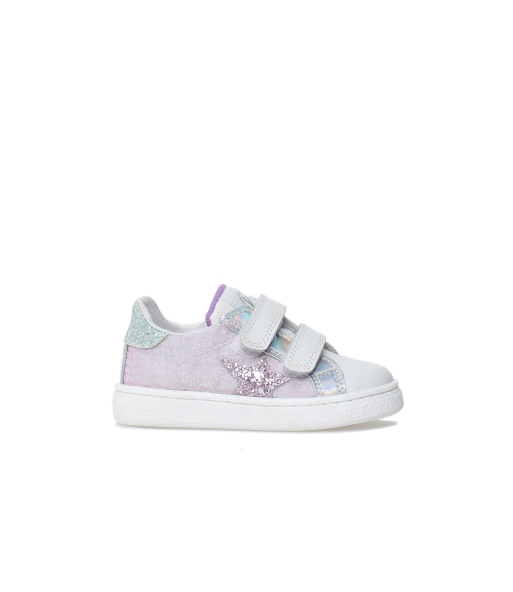 Naturino Hasselt 2 VL – Baskets Chausson Bébé Fille En Veau Doux Avec Velcros Et Semelle Antidérapante