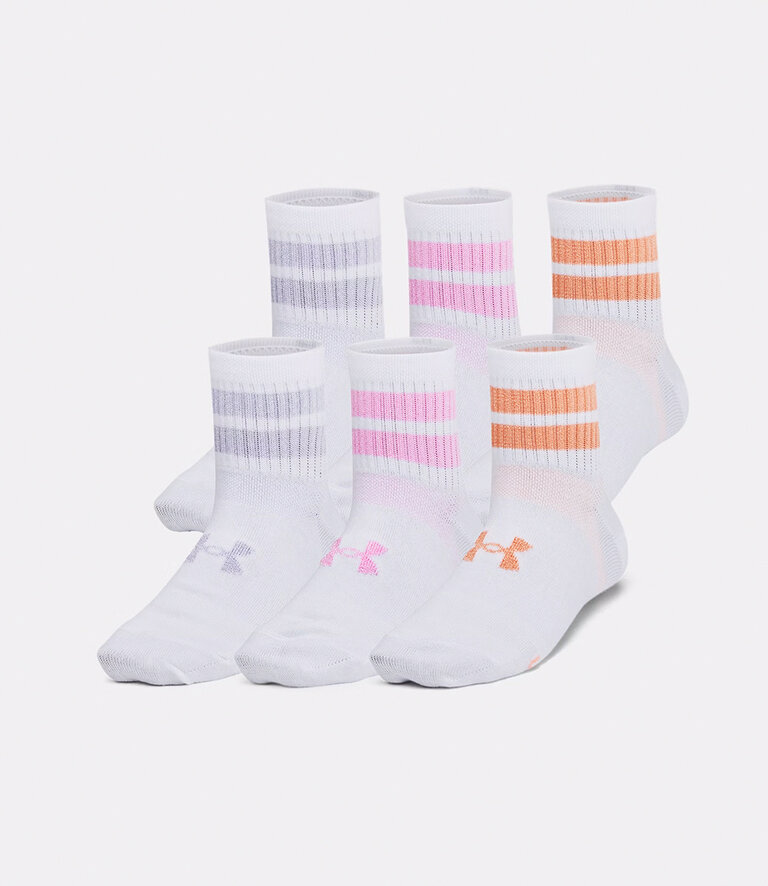 UNDER ARMOUR Essential 6-Pack Quarter Socks White / Stellar Pink